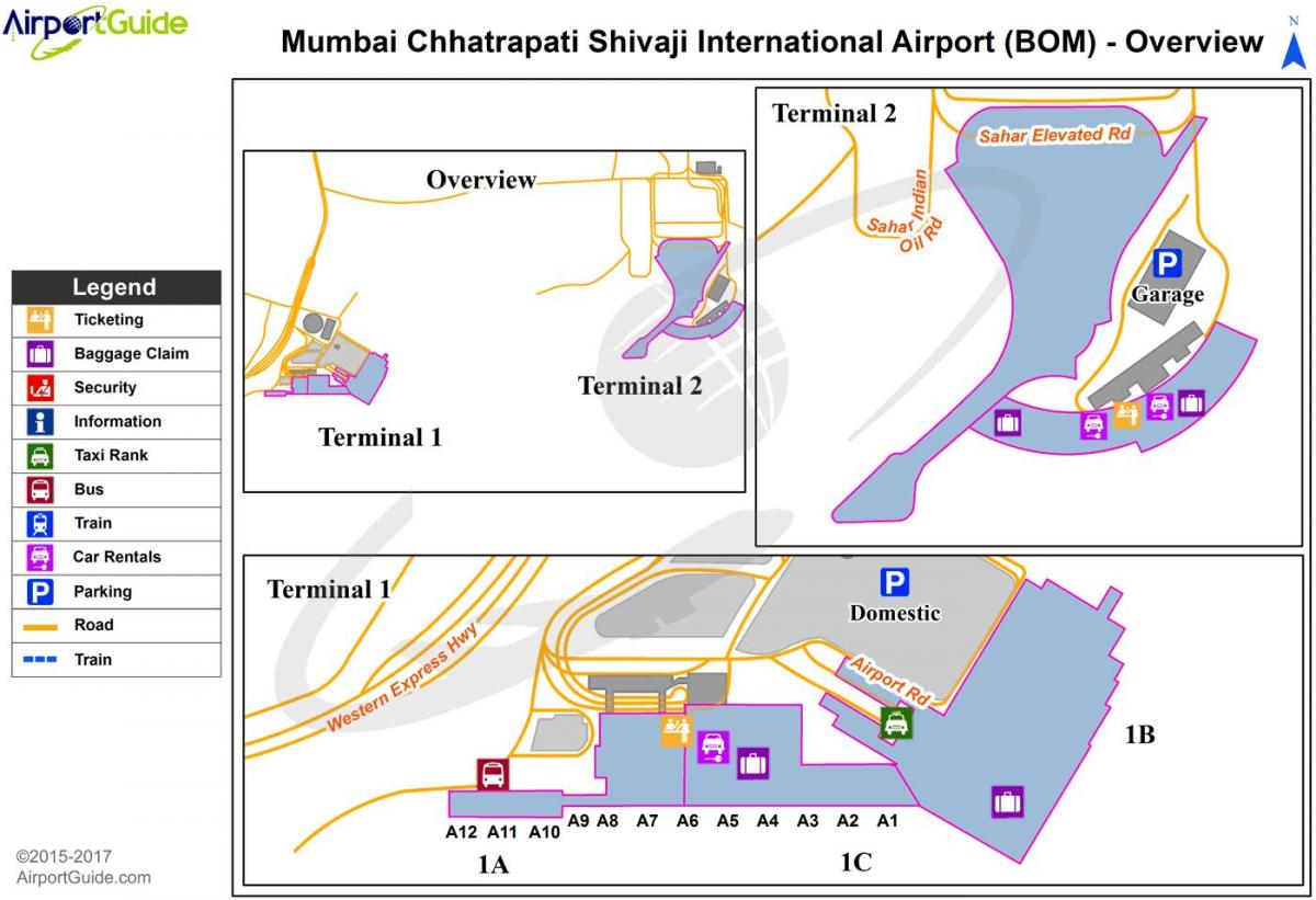 Mumbai - Mapa do terminal do aeroporto de Bombaim