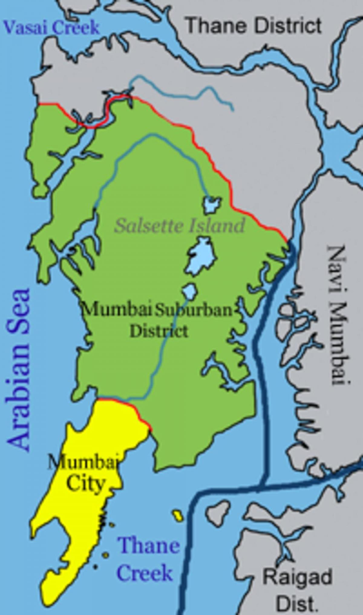 Mumbai - Mapa do distrito de Bombaim