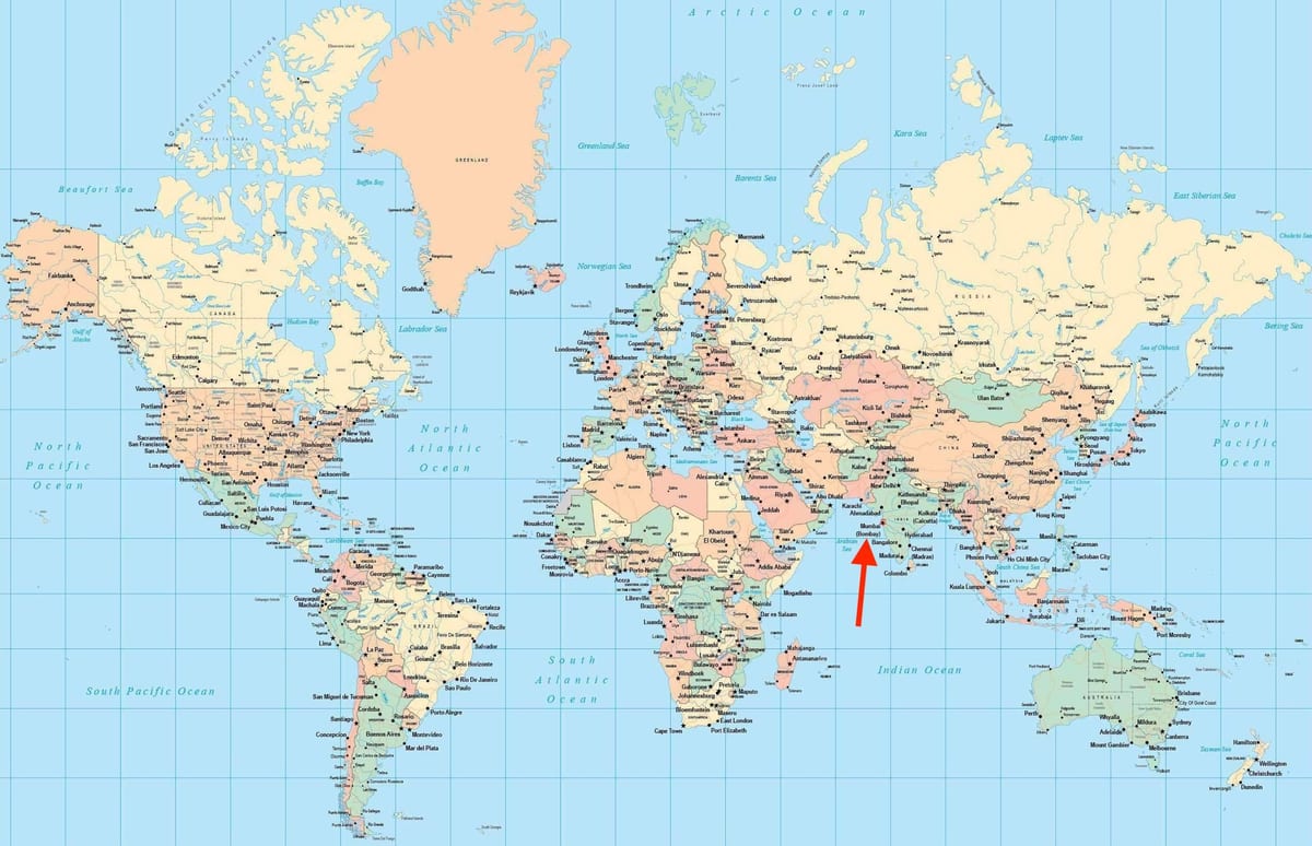 Mumbai - Localização de Bombaim no mapa do mundo