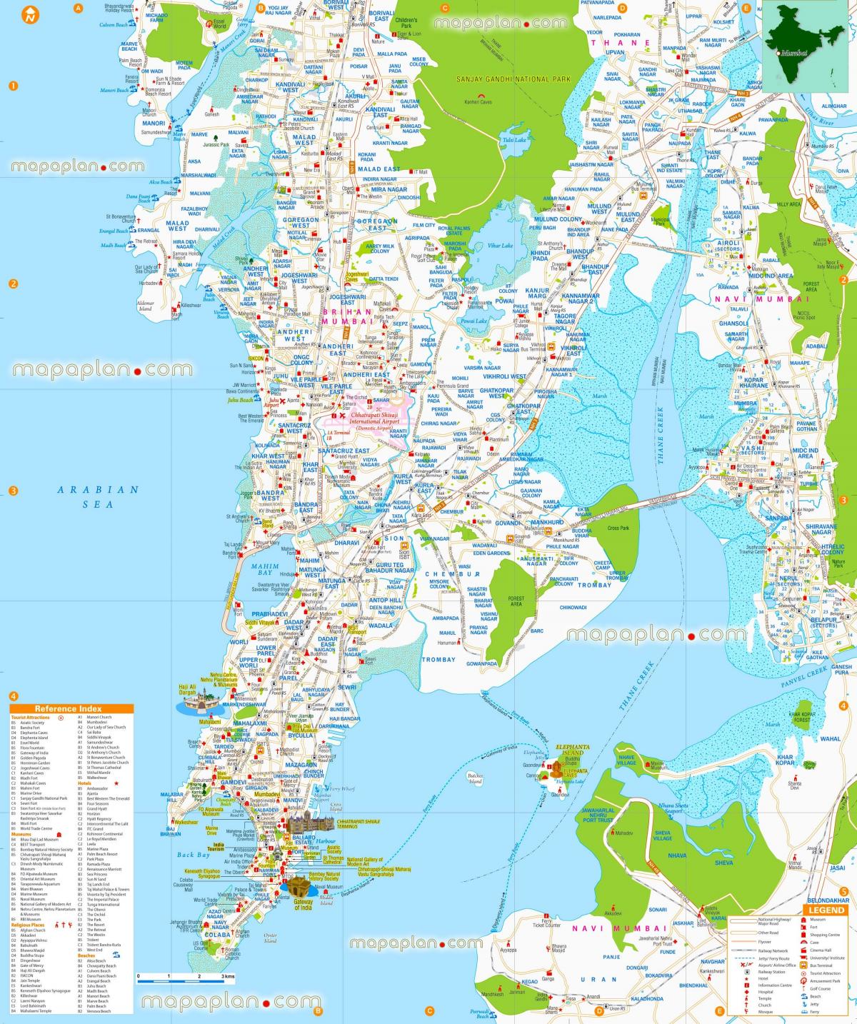 Mumbai - Mapa turístico de Bombaim