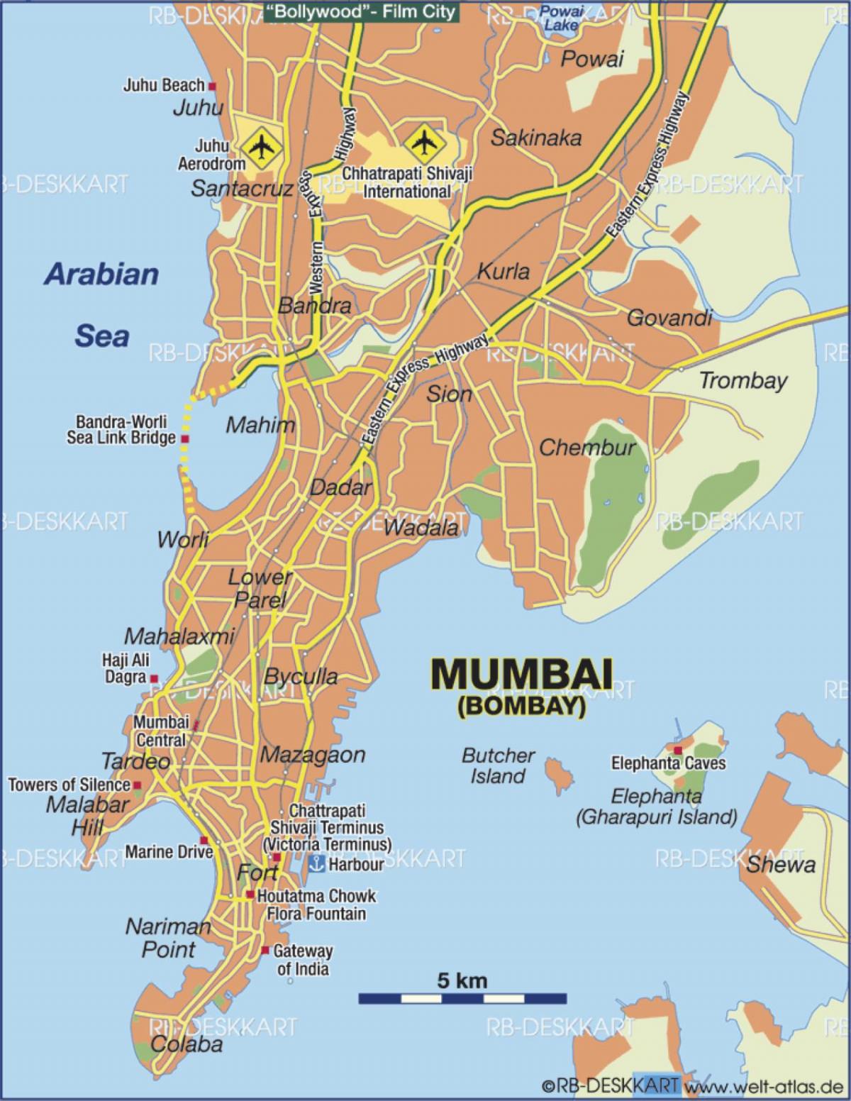 Mumbai - Mapa dos aeroportos de Bombaim